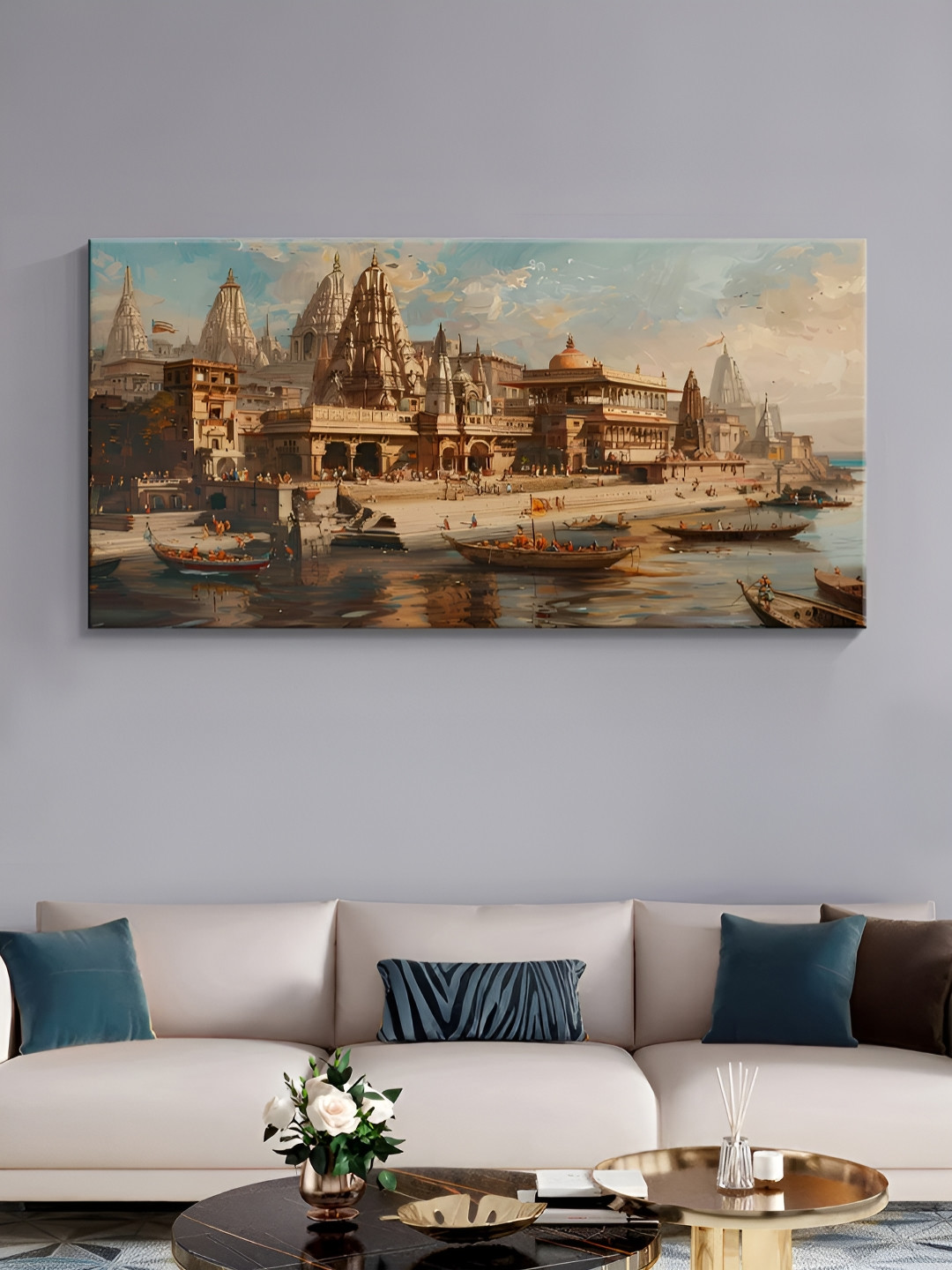 999Store Historic Temple Canvas Wall Rectangle Paintings Wall Art - 24x48In
