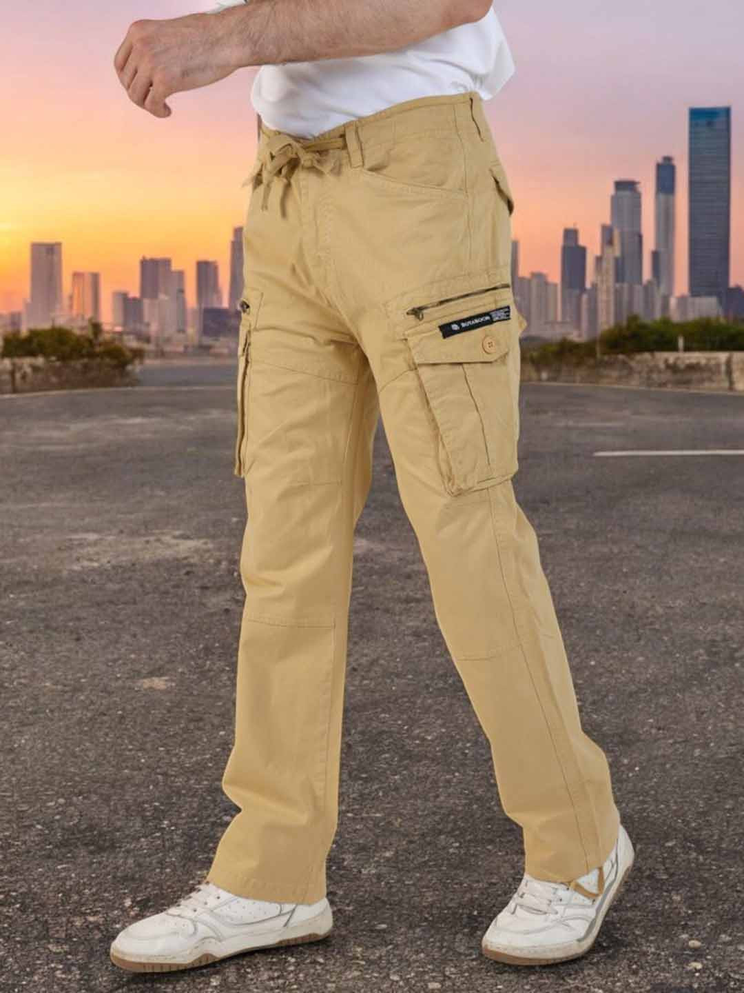 BOTABOCHI Men Pure Cotton Korean Baggy Fit Cargos