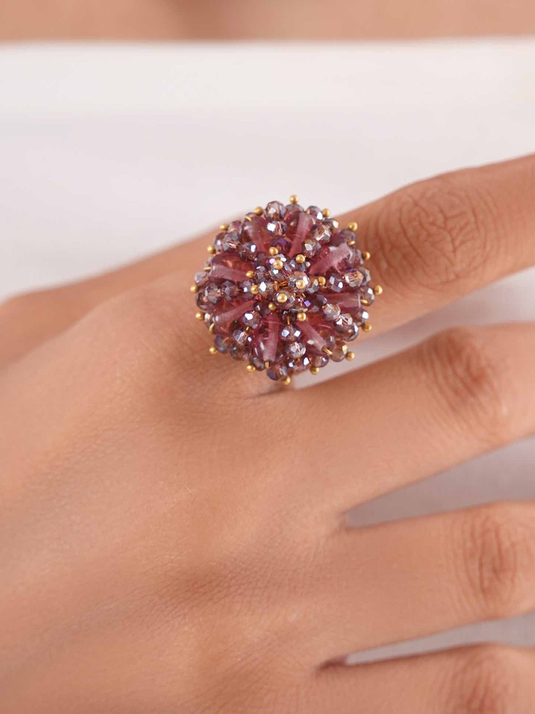 D'oro Fiona Beaded Finger Ring
