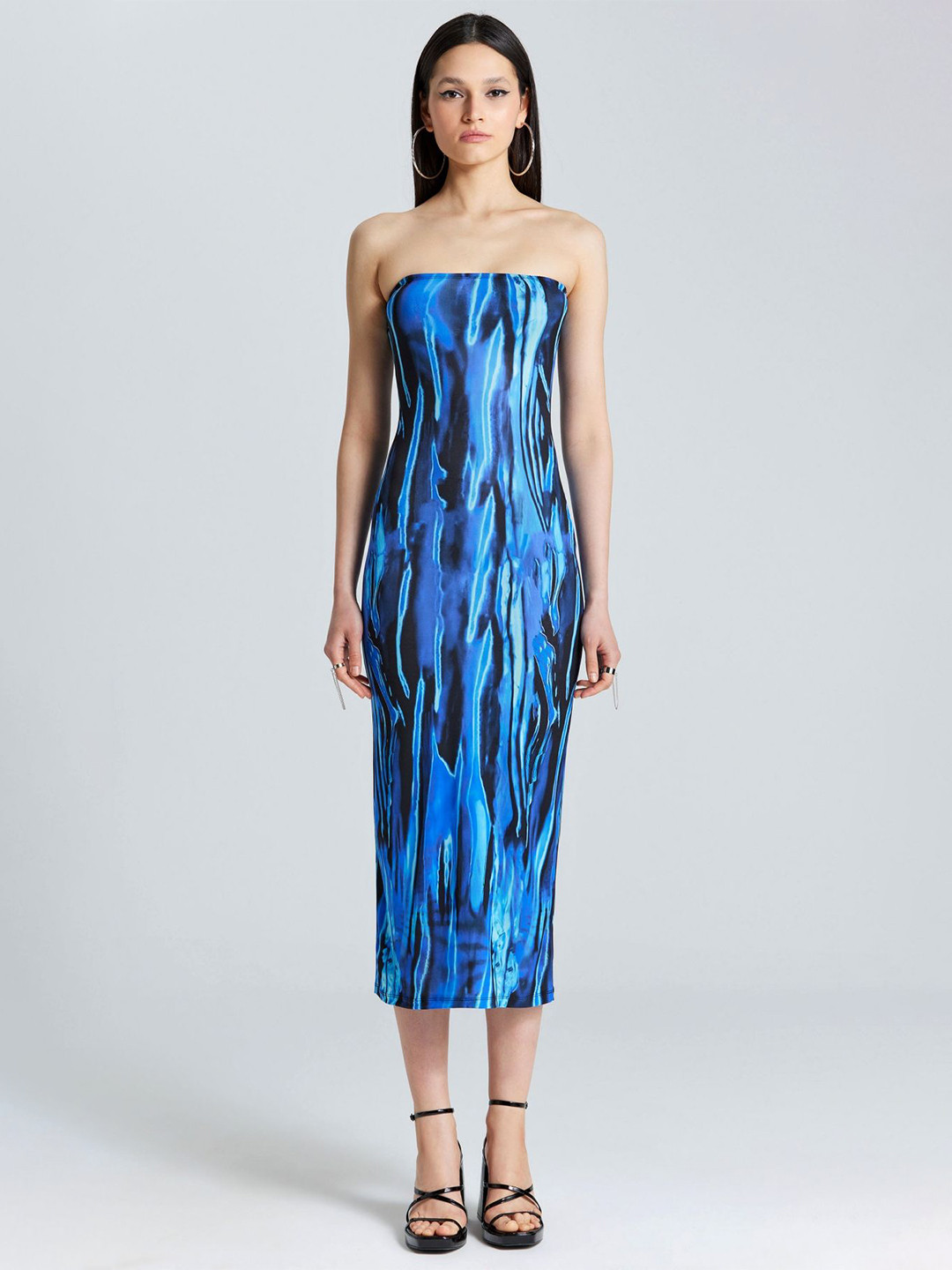 ZOMODA Women Tie and Dye Off-Shoulder Bodycon Midi Dress