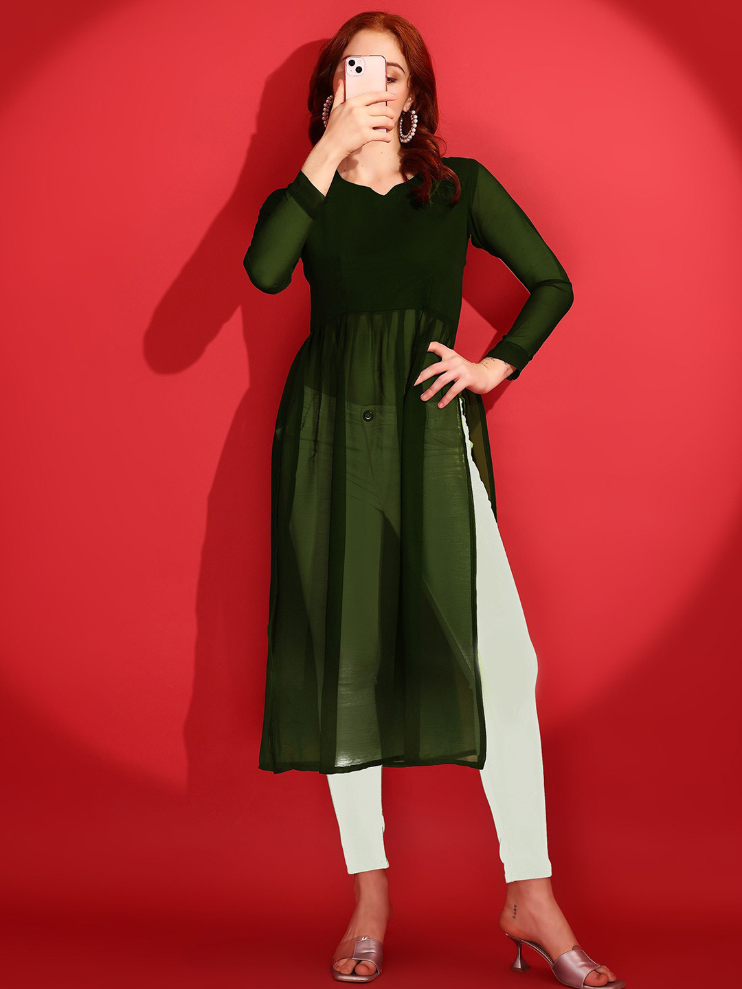 KALINI Women Georgette A-line Kurti