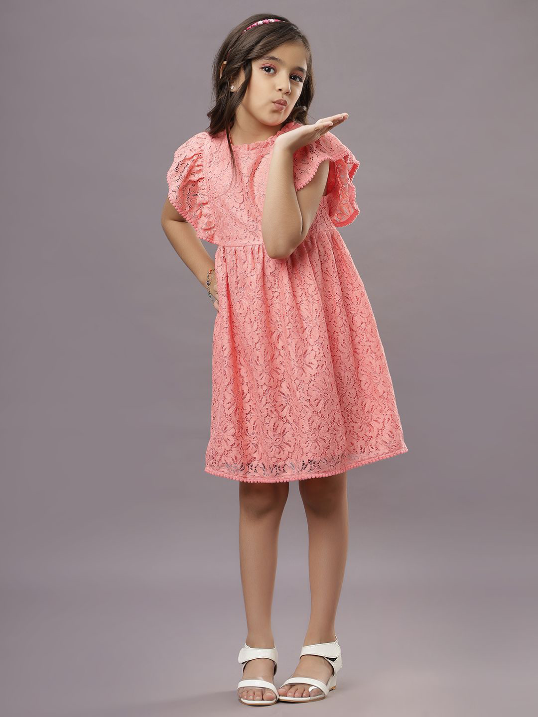 TeenTrums Flutter Sleeve Fit & Flare Dress