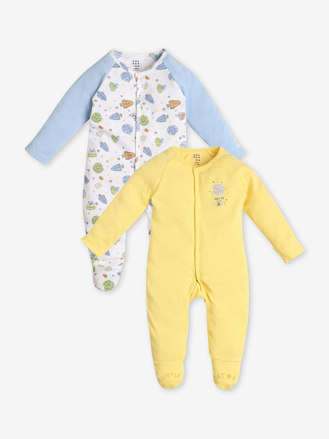 Ed-a-Mamma Baby Kids Pack of 2 Printed Cotton Sleepsuit