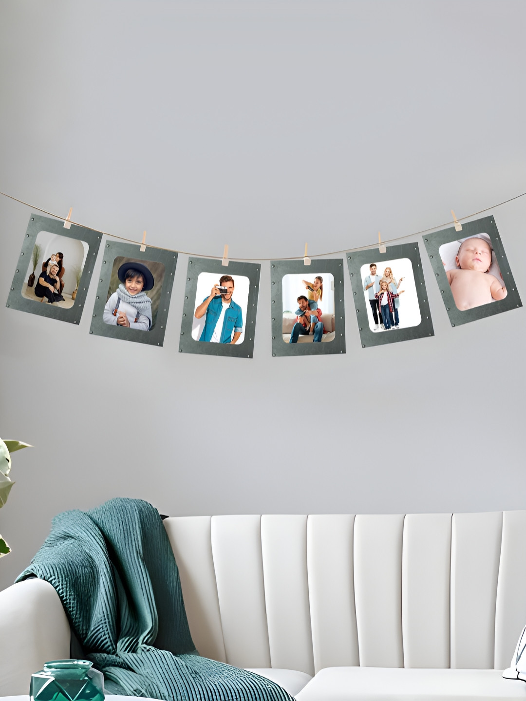 Art Street Black & White 6 Pieces Wall Photo Frames With Clips & Thread