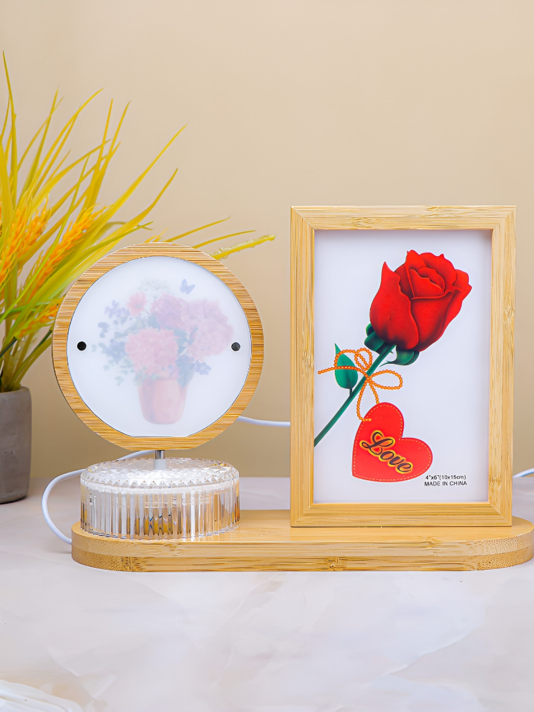 Archies Brown & White Wooden Table Photo Frames