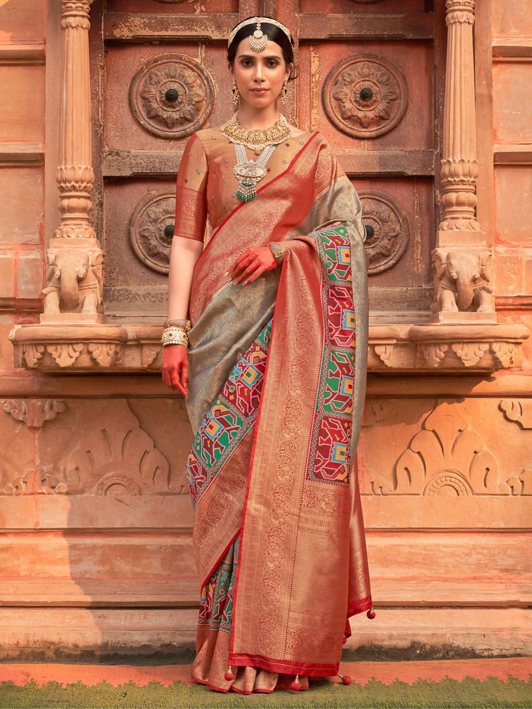 Anouk Ethnic Motifs Zari Traditional Patola Saree