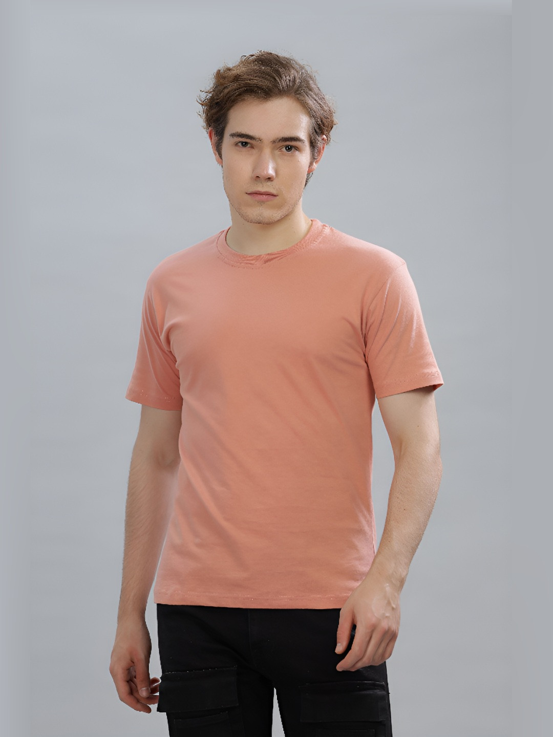FALTU.CO Men Solid Round Neck Pure Cotton T-shirt