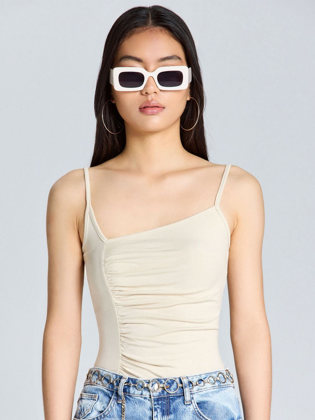 ZOMODA Women Solid V-Neck Top