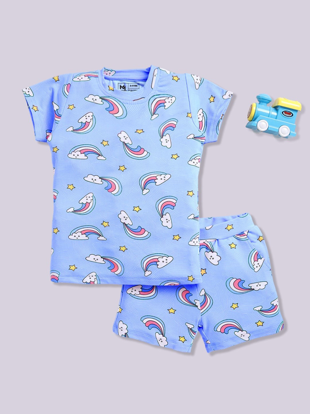 YK X Minute Mirth Girls Printed T-shirt with Shorts