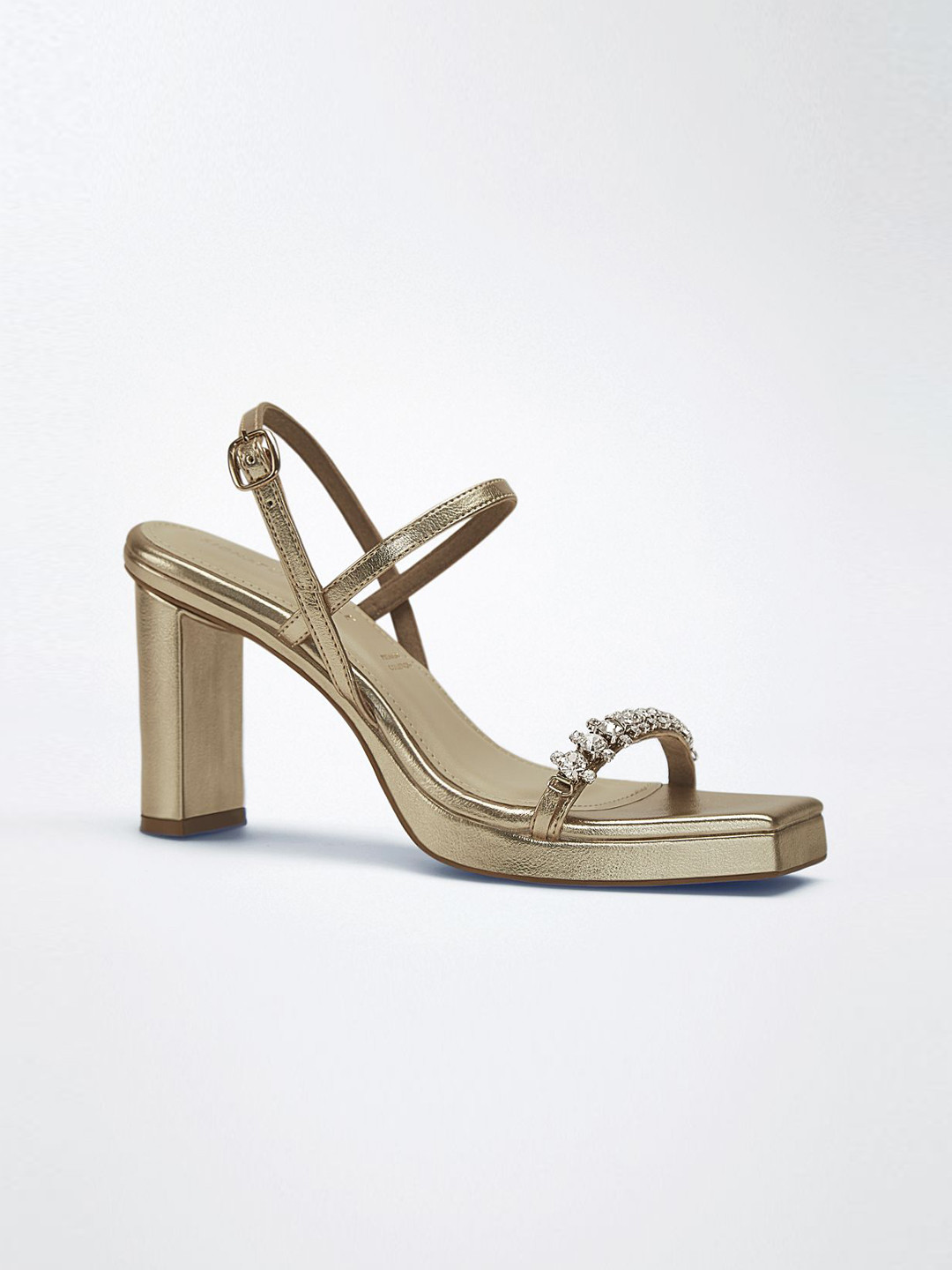 Signature Sole Women Block heels Pointed Toe Backstrap Embellished Party Block Sandals