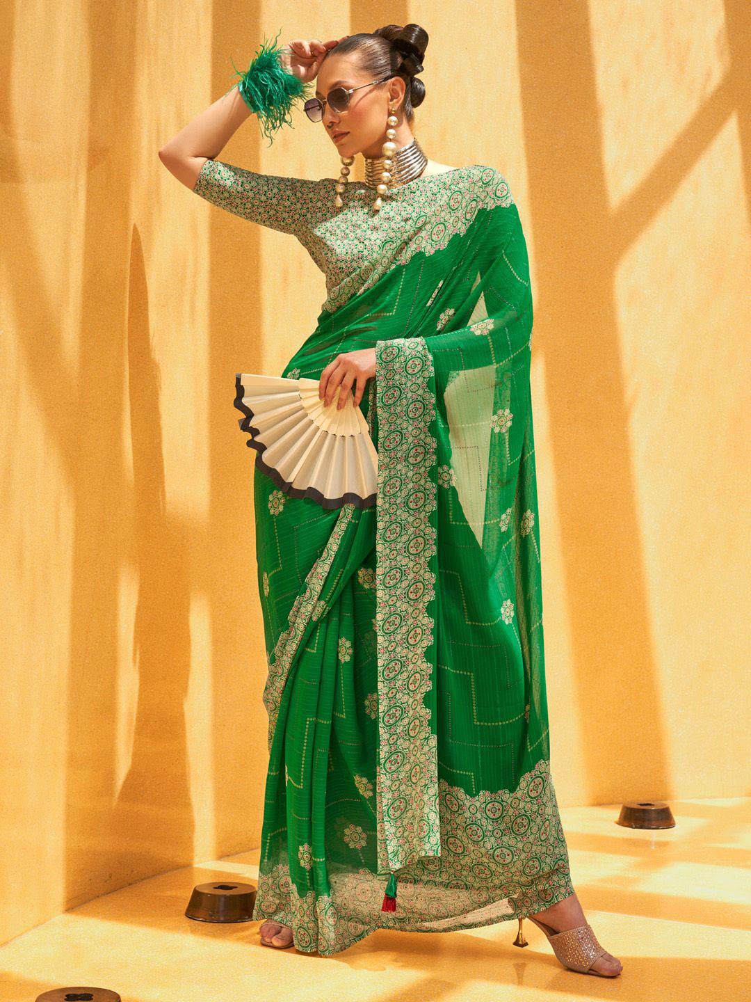 Anouk Ethnic Motifs Traditional Daily Wear Bagru Saree