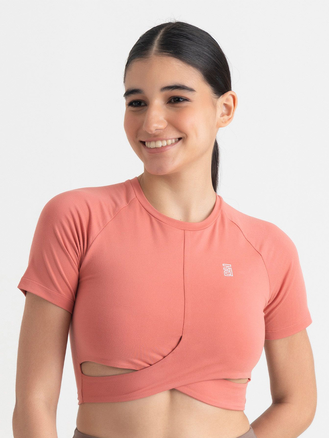 Hunnit Women Zen Front Wrap Stretchable Active Wear Crop Top