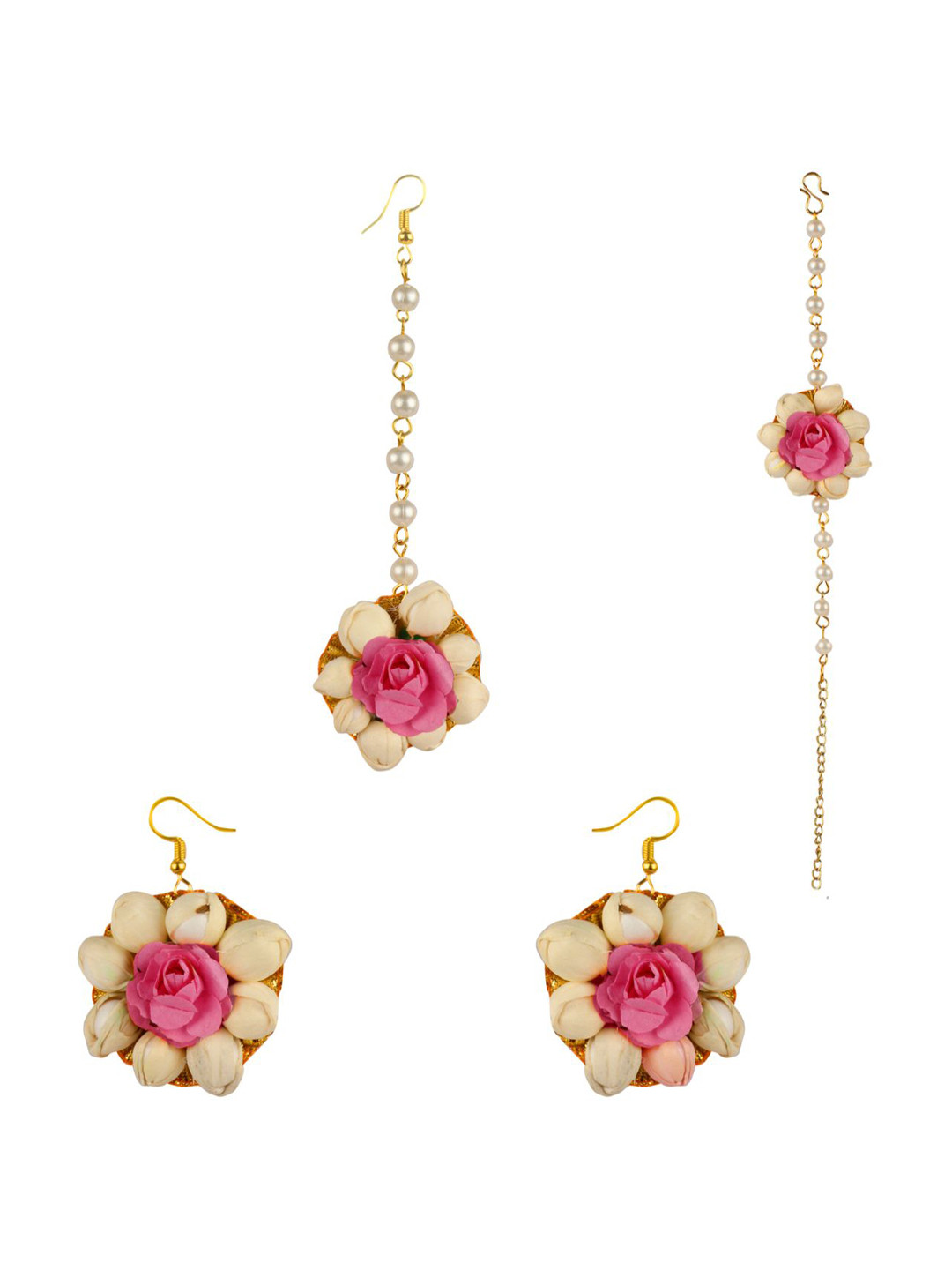 Daizy Girls Beaded Bracelet and Earrings With Maang Tika