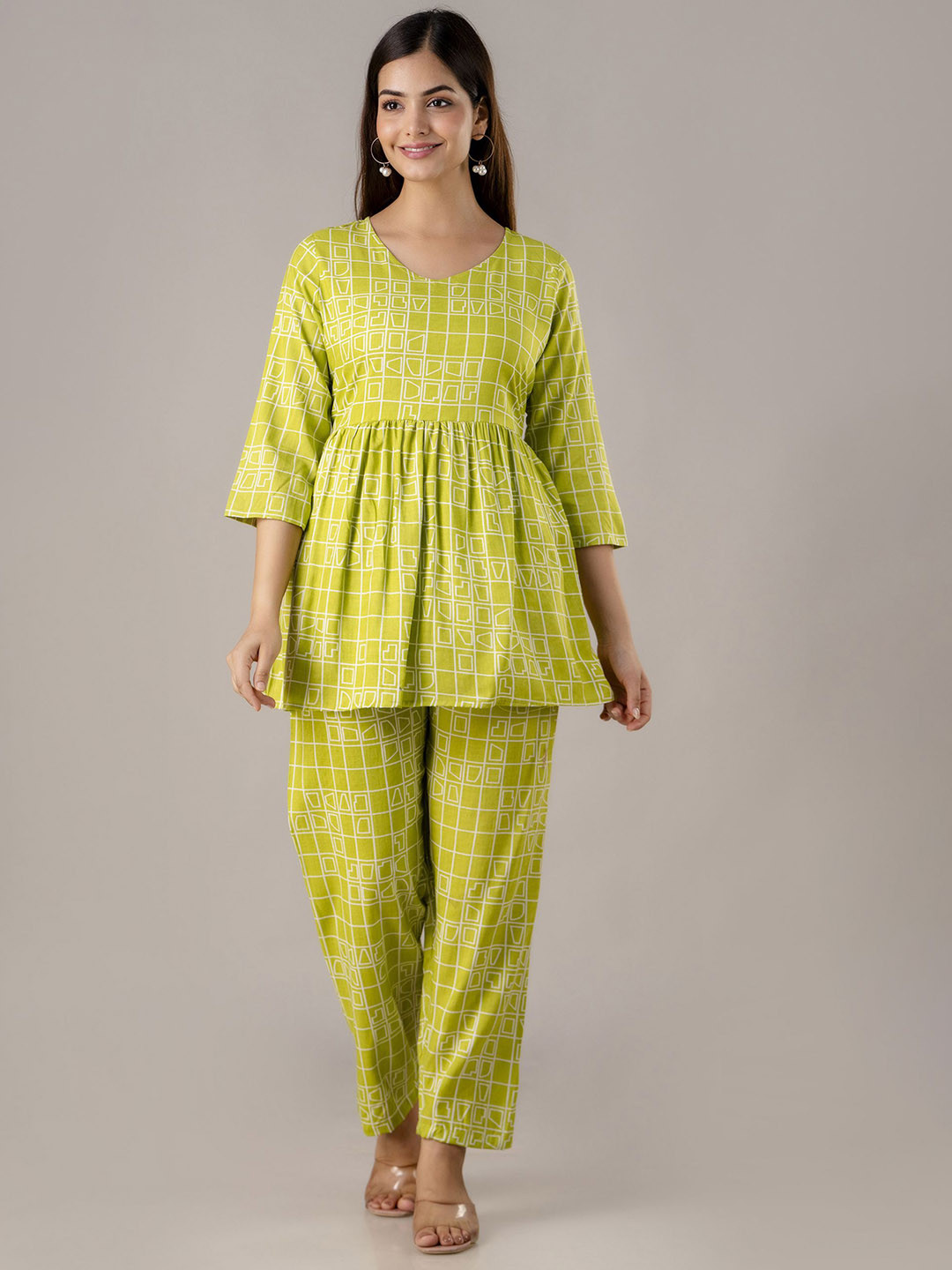 TRENDSWILL Geometric Printed Tunic With Trouser