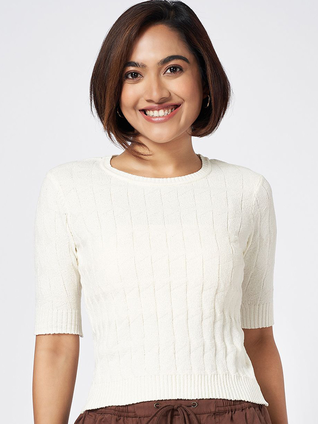 Honey by Pantaloons Women Solid Round Neck Pullover Sweatshirt