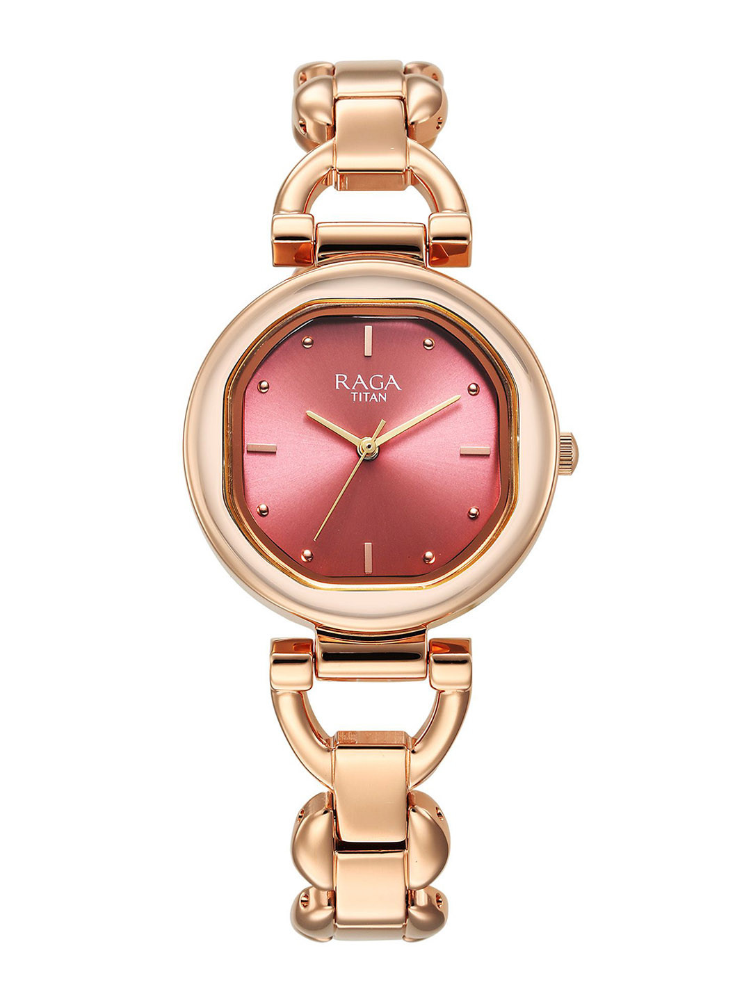 Titan Women Brass Dial & Stainless Steel Bracelet Style Straps Analogue Watch 95301WM01