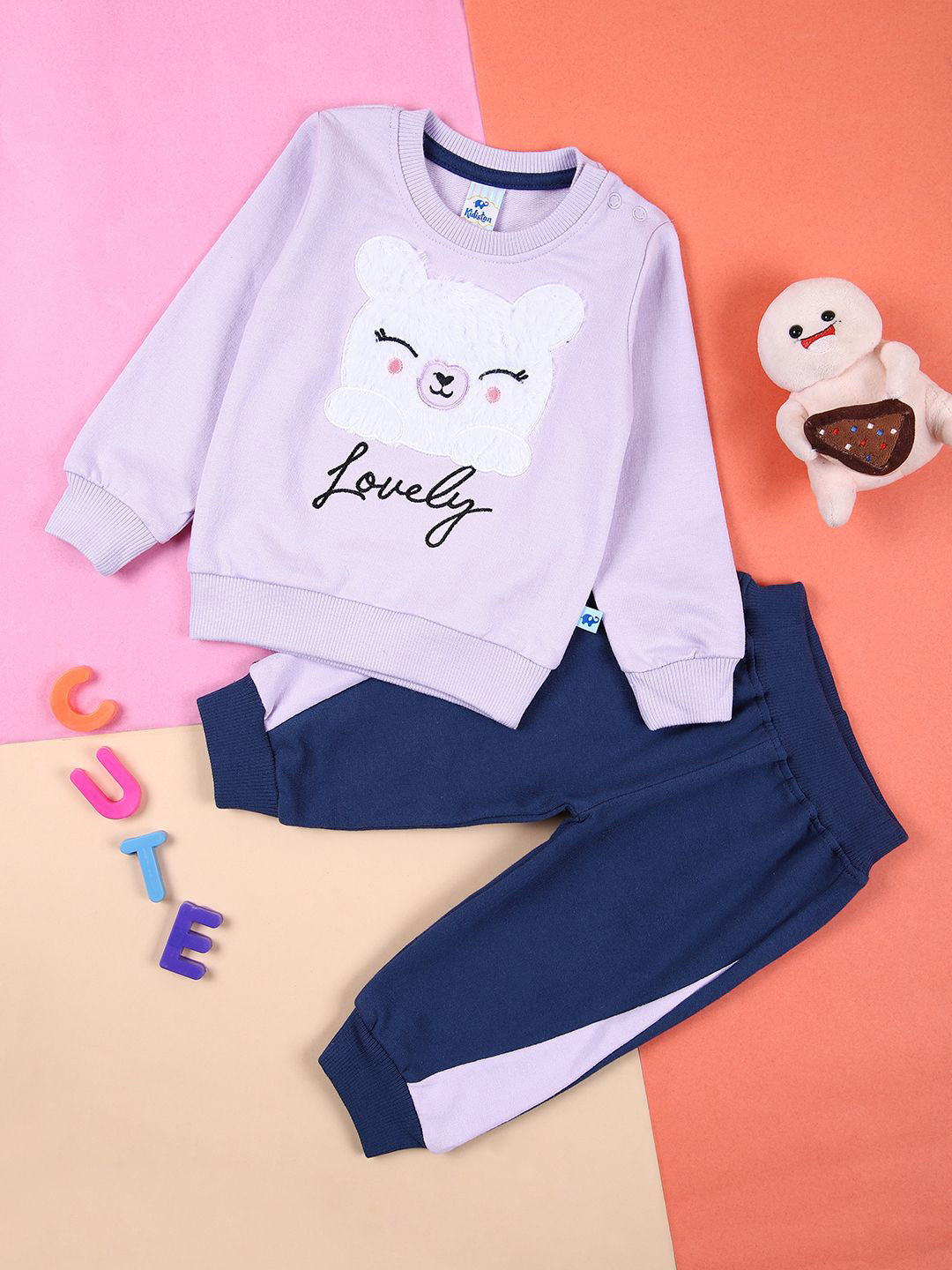 V-Mart Girls Pronted Pure Cotton Top with Joggers