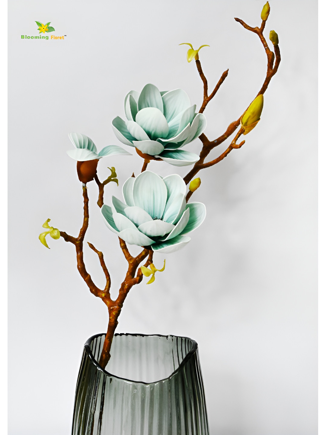 Blooming Floret Blue & Brown Magnolia Artificial Flower