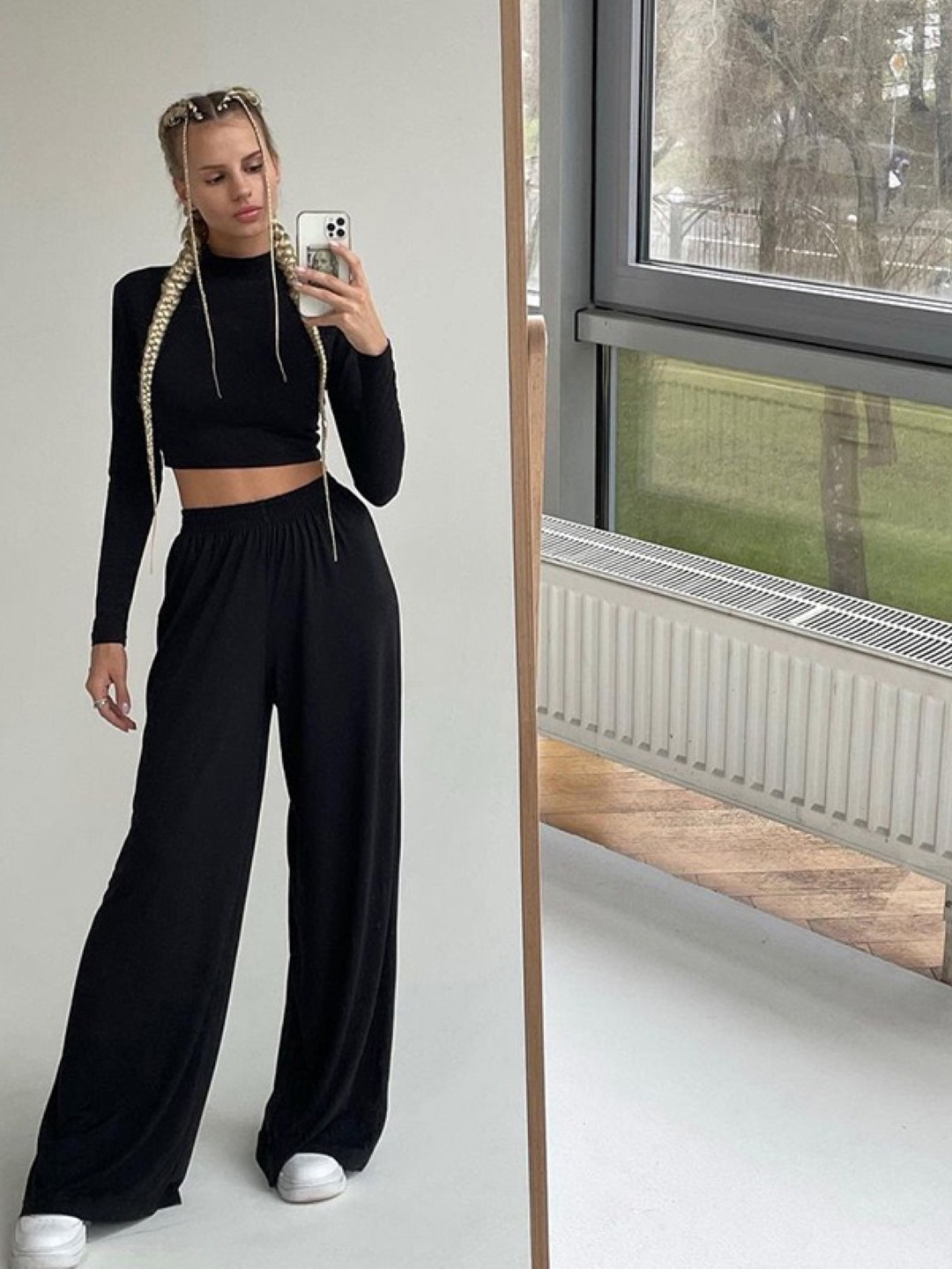 KPOP High Neck Top With Palazzo