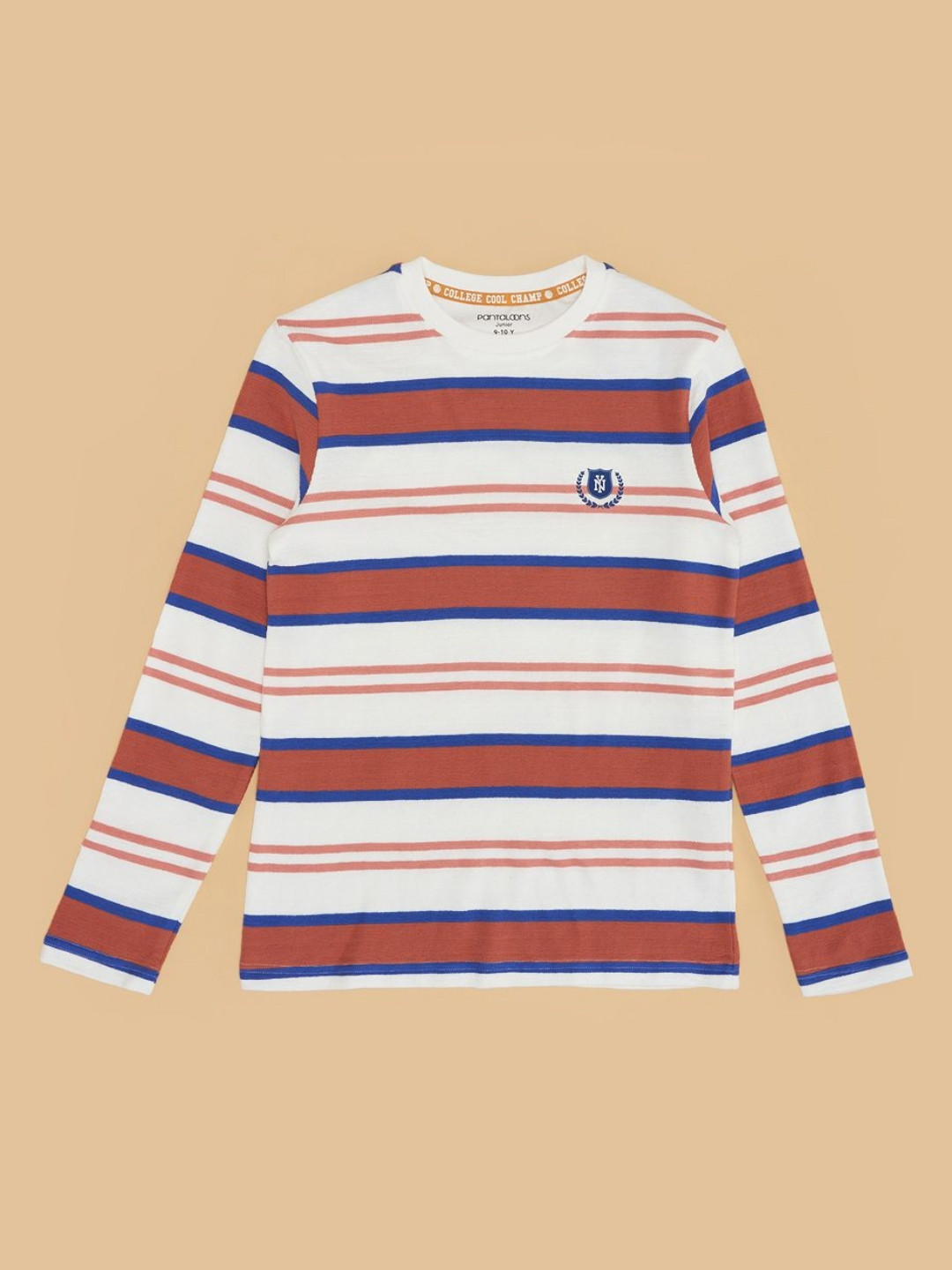 Pantaloons Junior Boys Striped Round Neck Cotton T-shirt