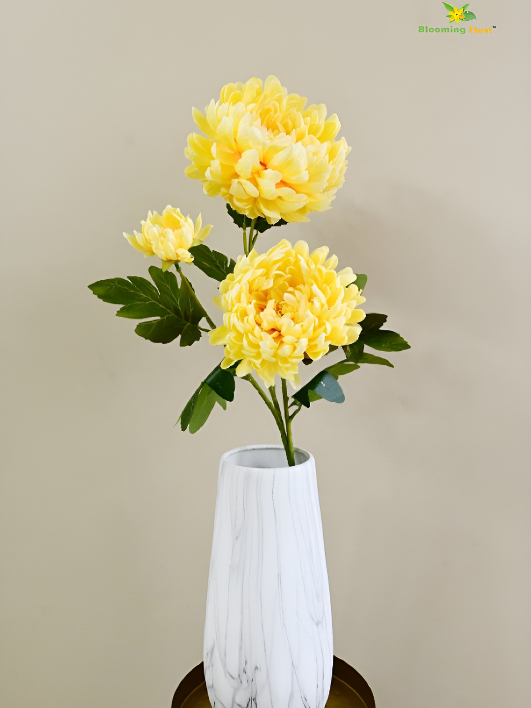 Blooming Floret Yellow & Green Peony Artificial Flower