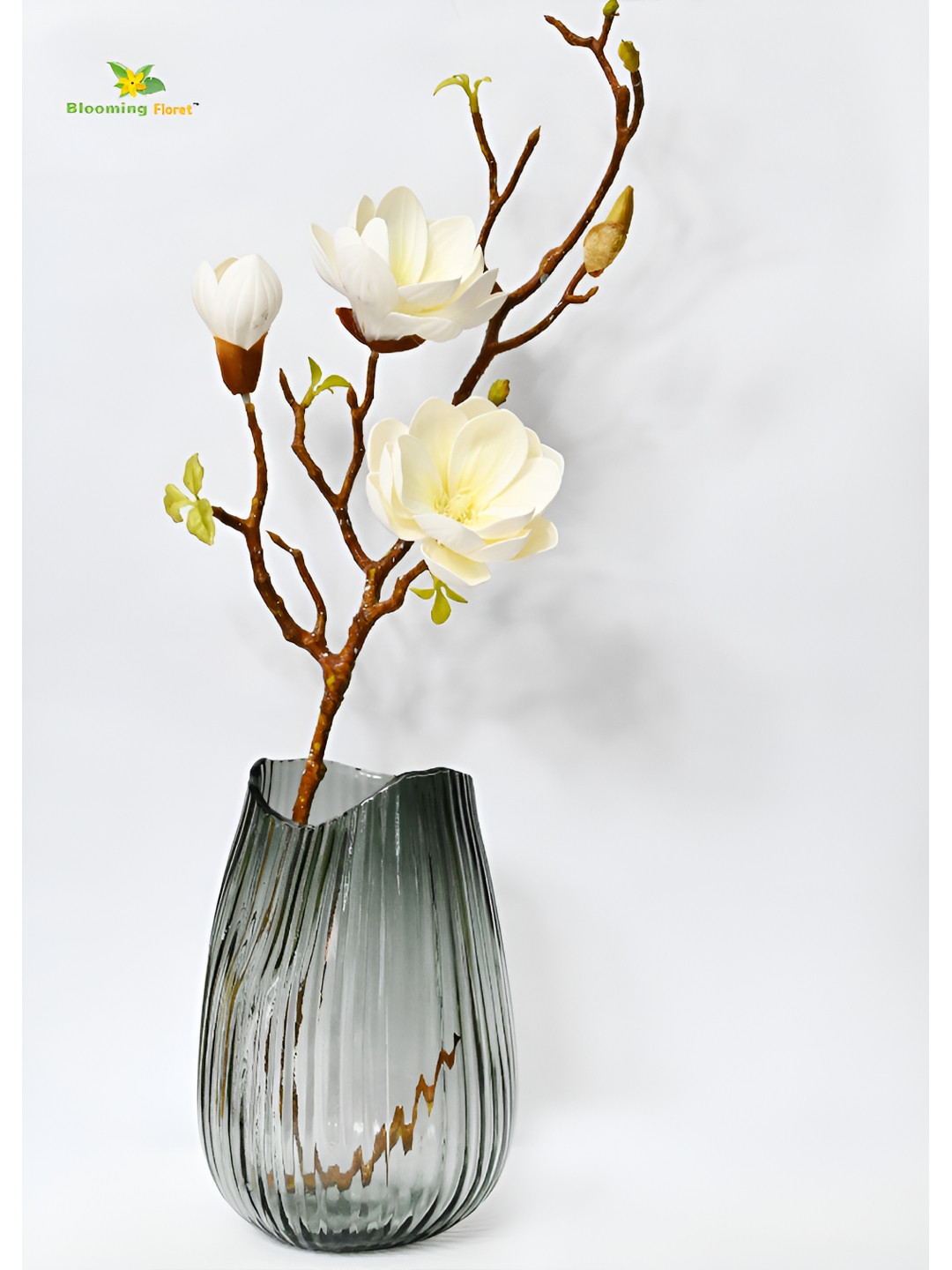 Blooming Floret White & Brown Magnolia Artificial Flower