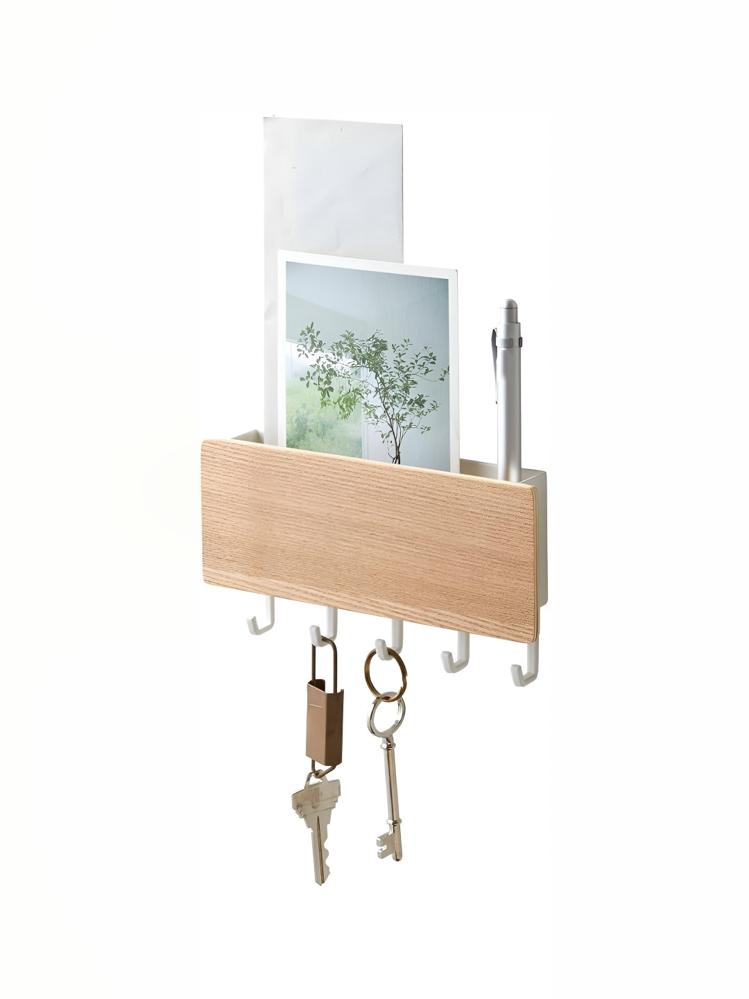 Arhat Organizers Brown & White wooden 4 to 6 Hooks Key Holder