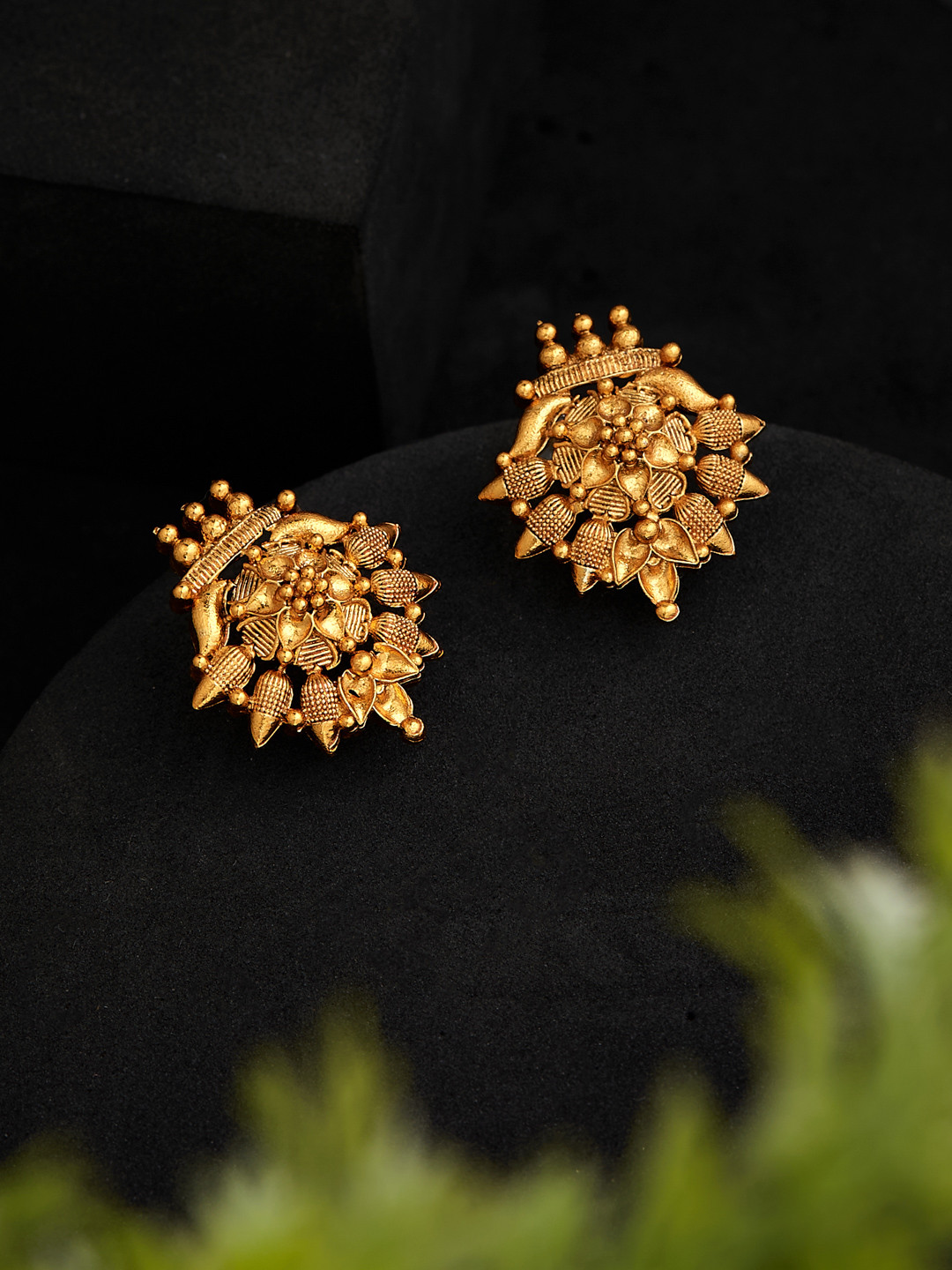 ATIBELLE Gold-Plated Contemporary Studded Earrings