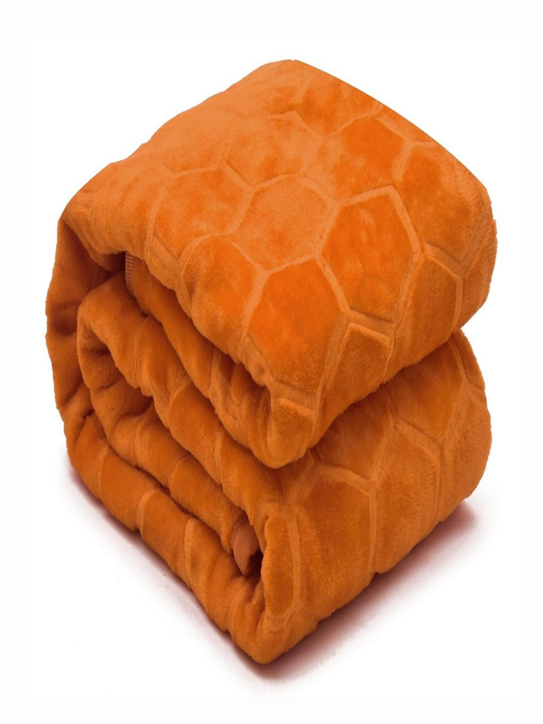 CHICERY Orange Colored Geometric Mink Heavy Winter 200 GSM Double Bed Blanket