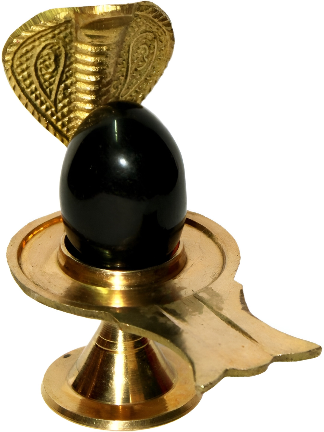 Navyaksh Shiva Ling with Jalahari Yoni, Kalash with Stand Gold Brass Metallic Prayer Room Set of 2 Small Showpieces - 3.1 Inches