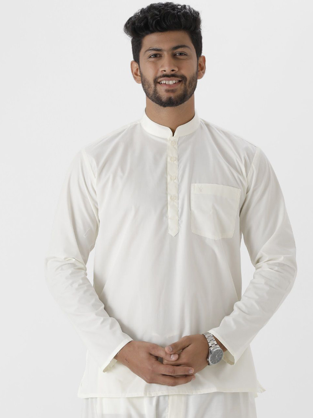Ramraj Mandarin Collar Straight Short Kurta