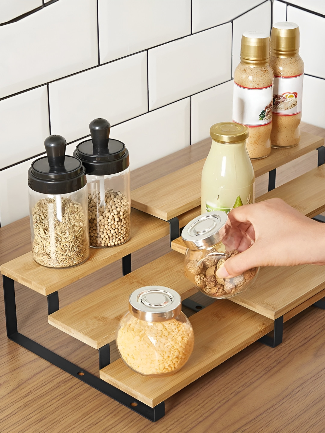 Arhat Organizers Black & Brown 2 Pieces Adjustable Storage Rack