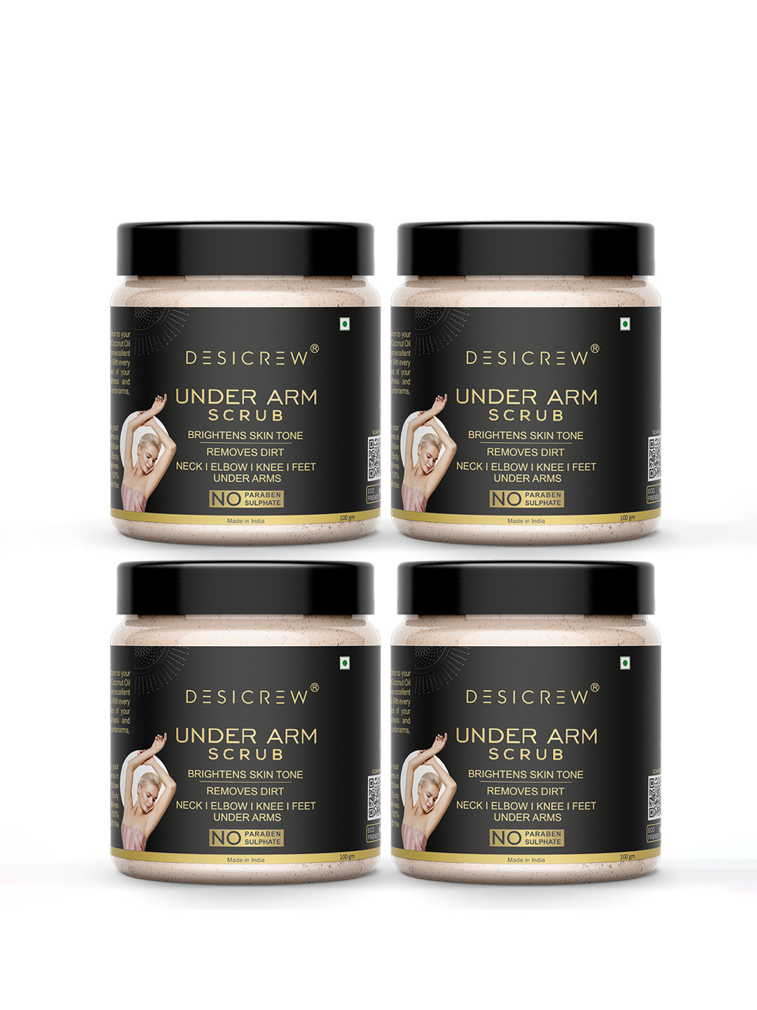 Desi Crew Set Of 4 UnderArms Scrub For Tan Removal- 100g Each