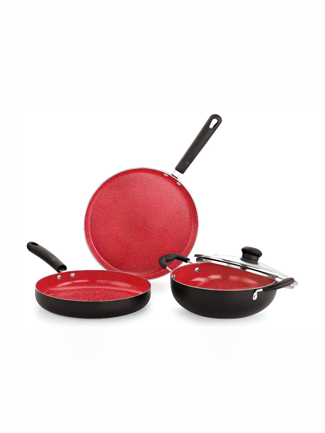 NIRLON Red 4 Pieces Induction Base Aluminium Cookware Set