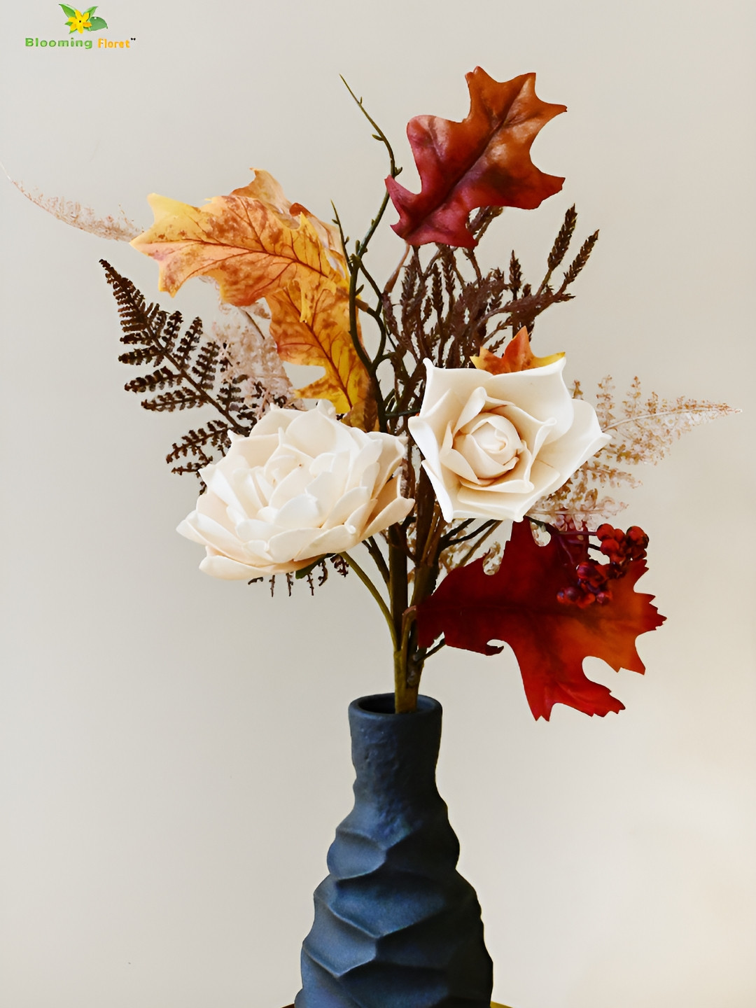 Blooming Floret Cream-Coloured & Green Rose Artificial Flower