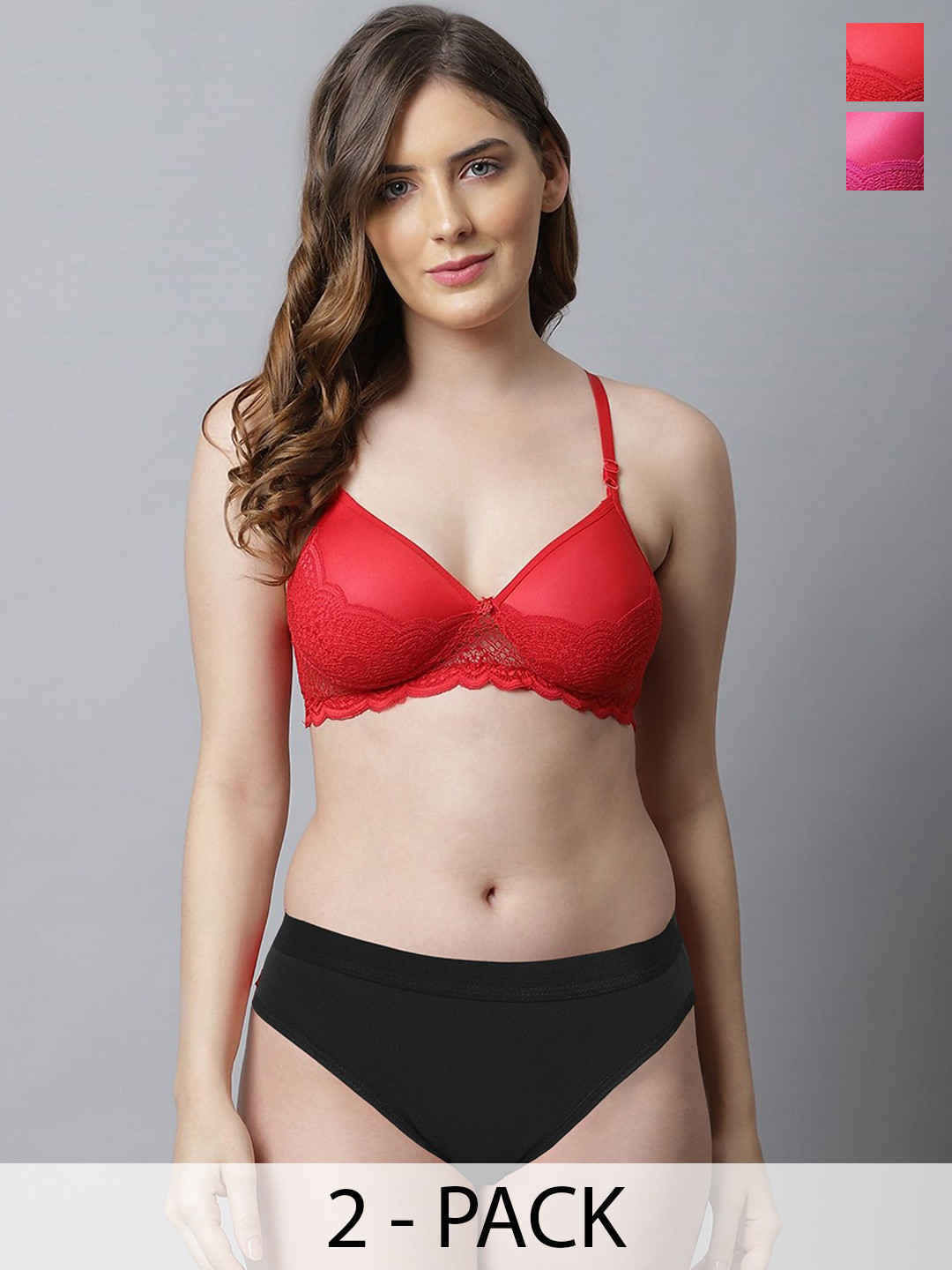 AROUSY Women Pack Of 2 Self-Design Cotton Lingerie Sets
