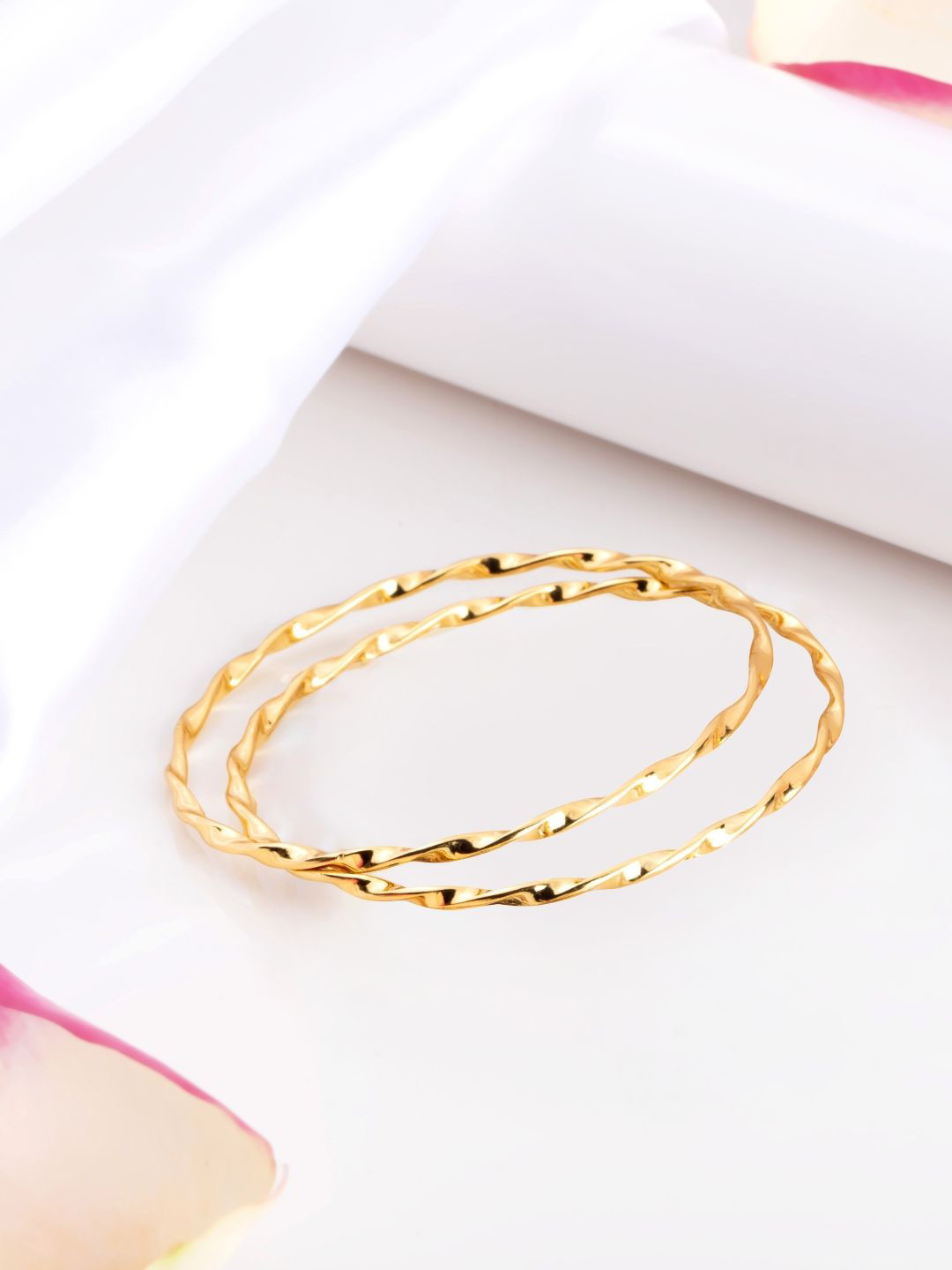 Zavya Set Of 2 925 Sterling Silver Gold Plated Bangles
