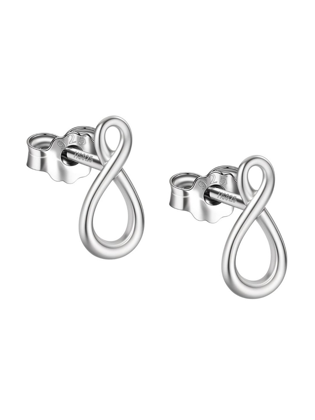 HighSpark 925 Sterling Silver Cubic Zirconia Infinite Love Shaped Studs