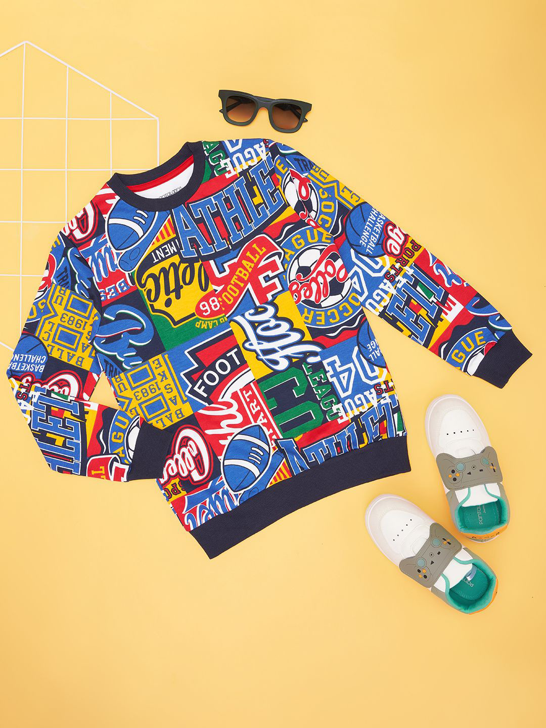 Pantaloons Junior Boys Typography Printed Round Neck Cotton Pullover Sweatshirt