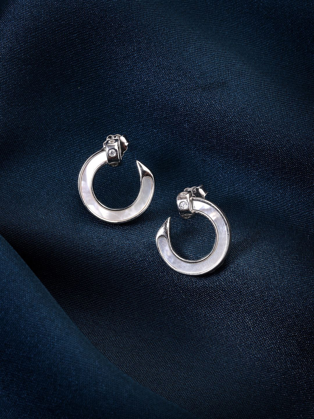 PANASH 925 Sterling Silver Rhodium-Plated Mother Of Pearl Earrings