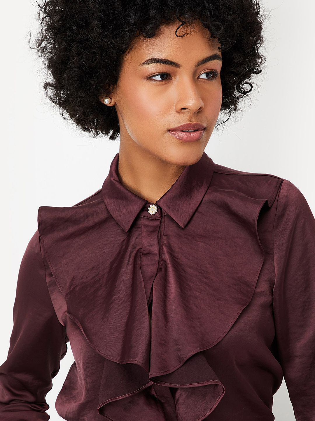 Max x Kalki  Women Solid Ruffle Blouse