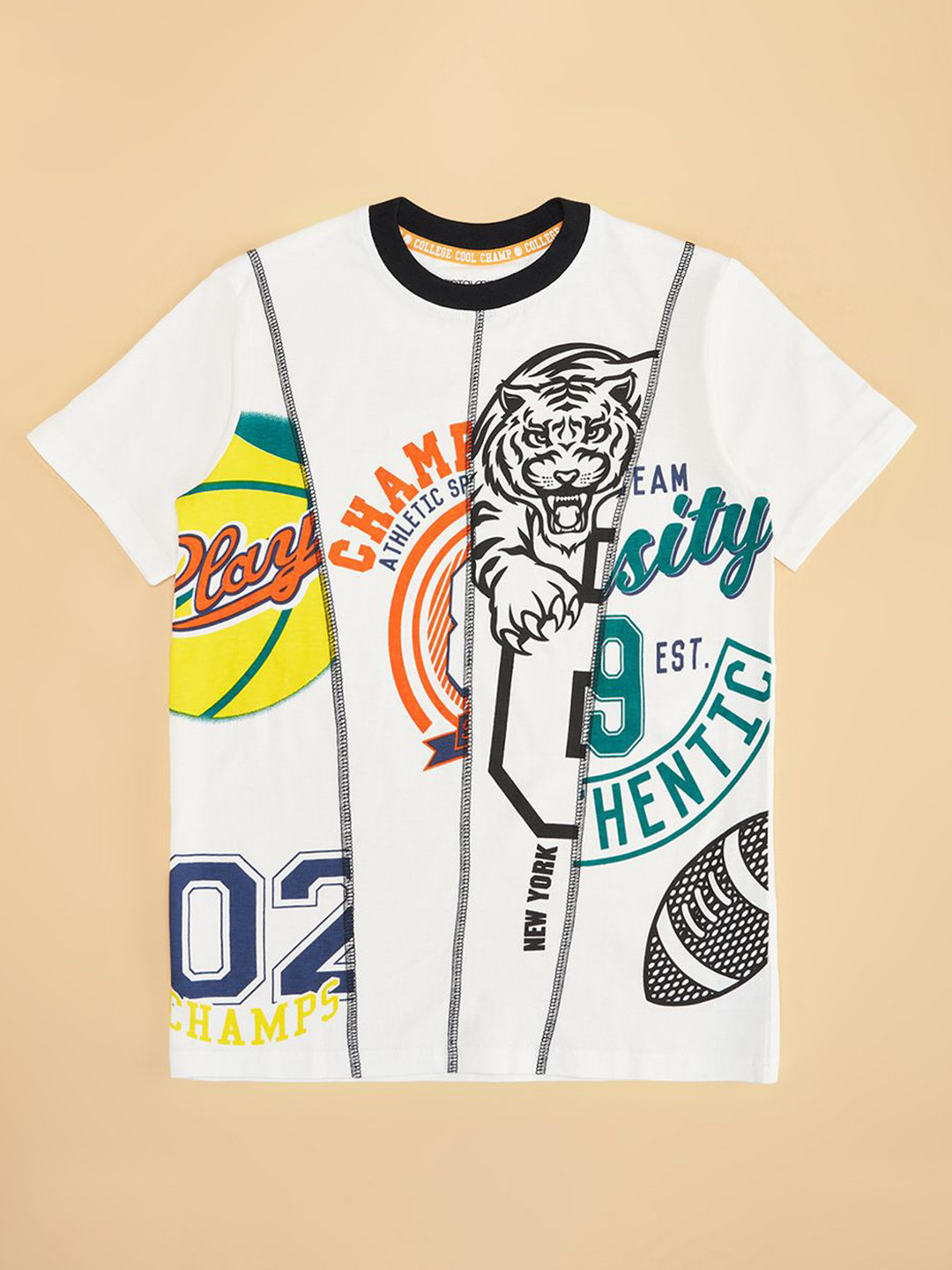 Pantaloons Junior Boys Graphic Printed Round Neck Cotton T-shirt