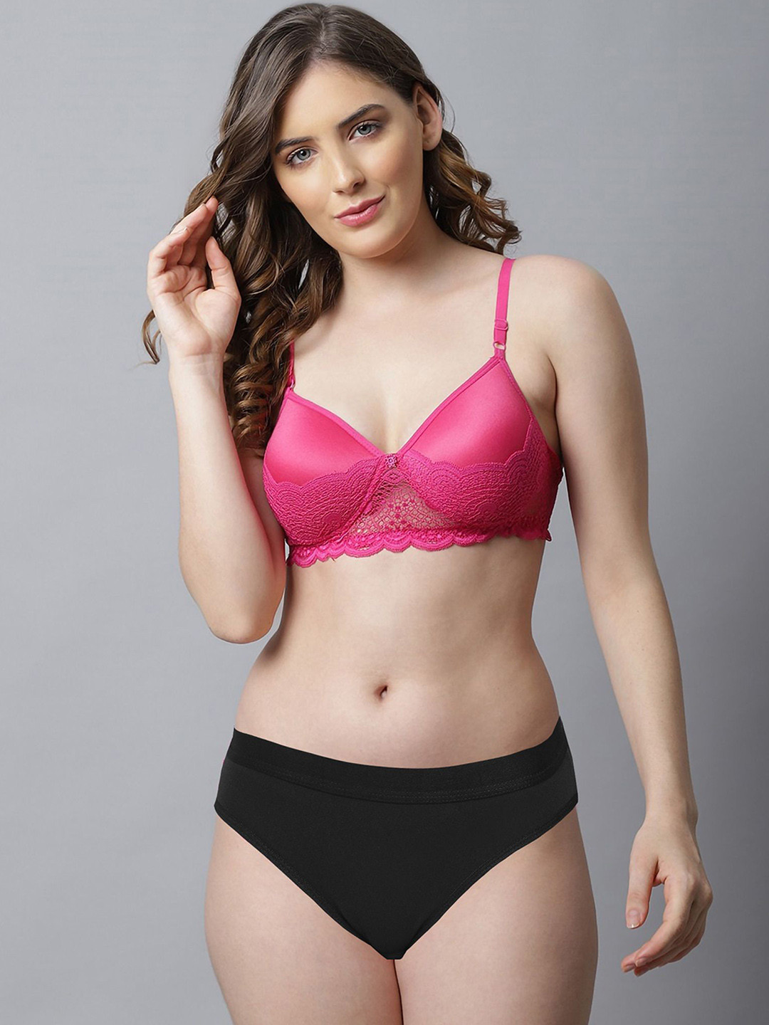 AROUSY Self Design Women Cotton Bra Panty Set for Lingerie Set ( Pack of 1 )