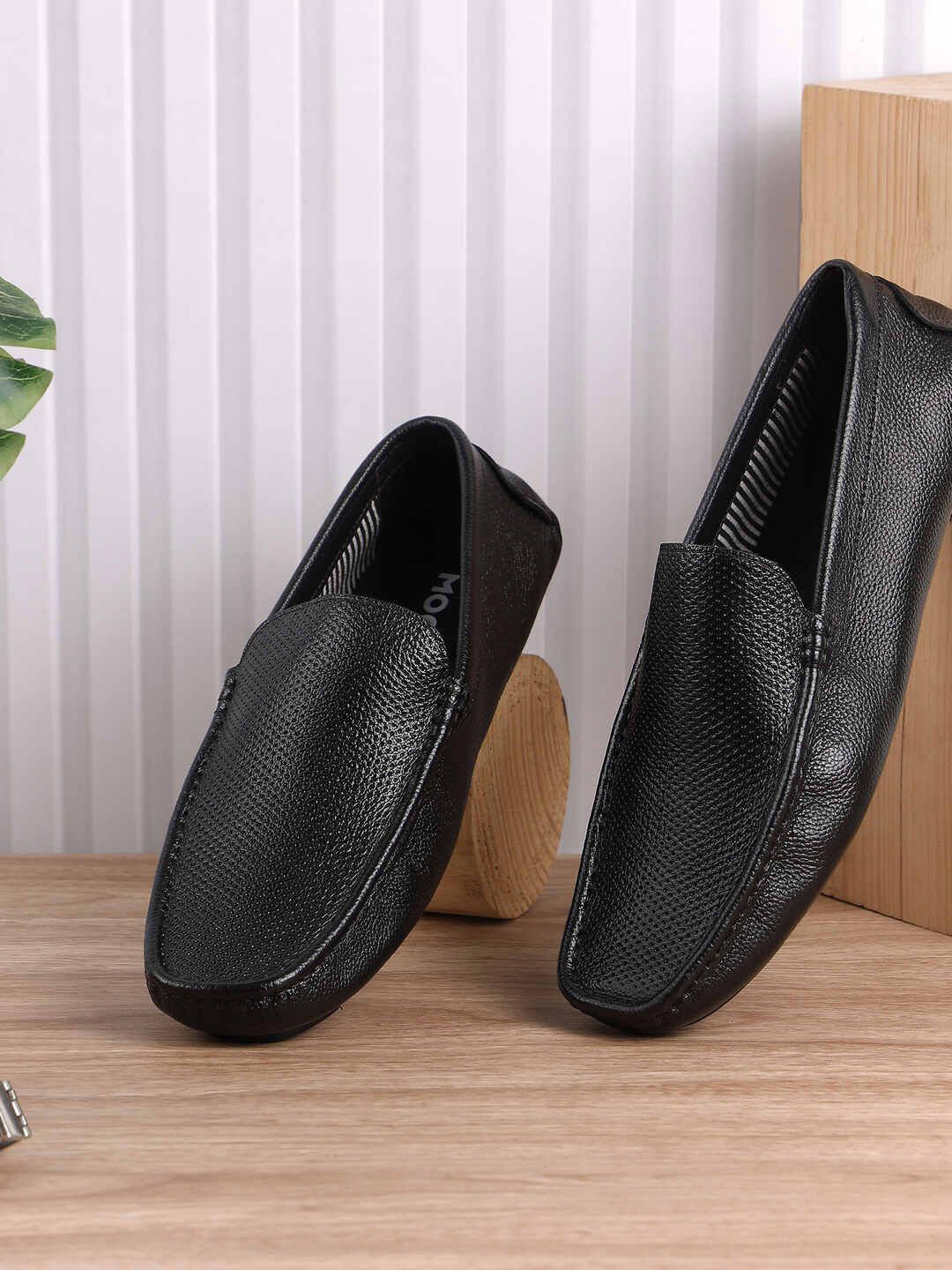 Mochi Men Solid Leather Slip-On Regular Loafers