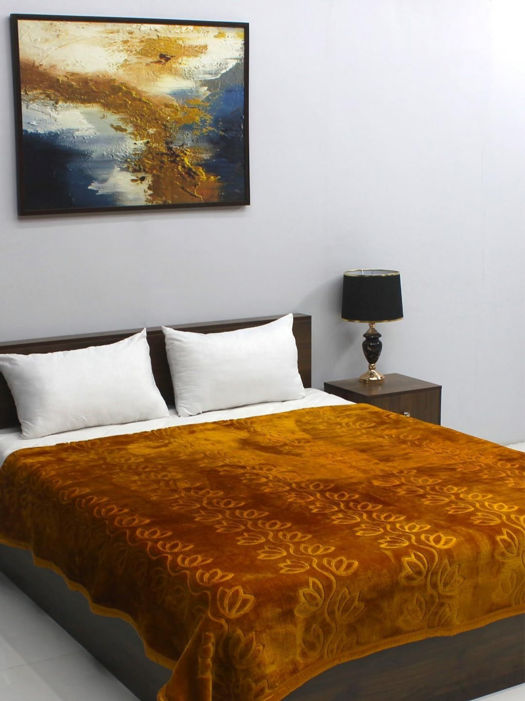 CHICERY Rust Floral Mink Heavy Winter 200 GSM Single Bed Blanket