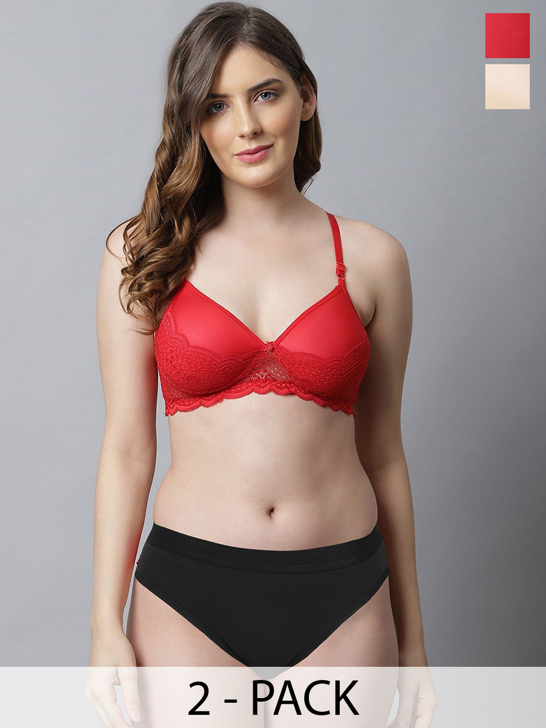 AROUSY Women Pack Of 2 Self-Design Cotton Lingerie Sets