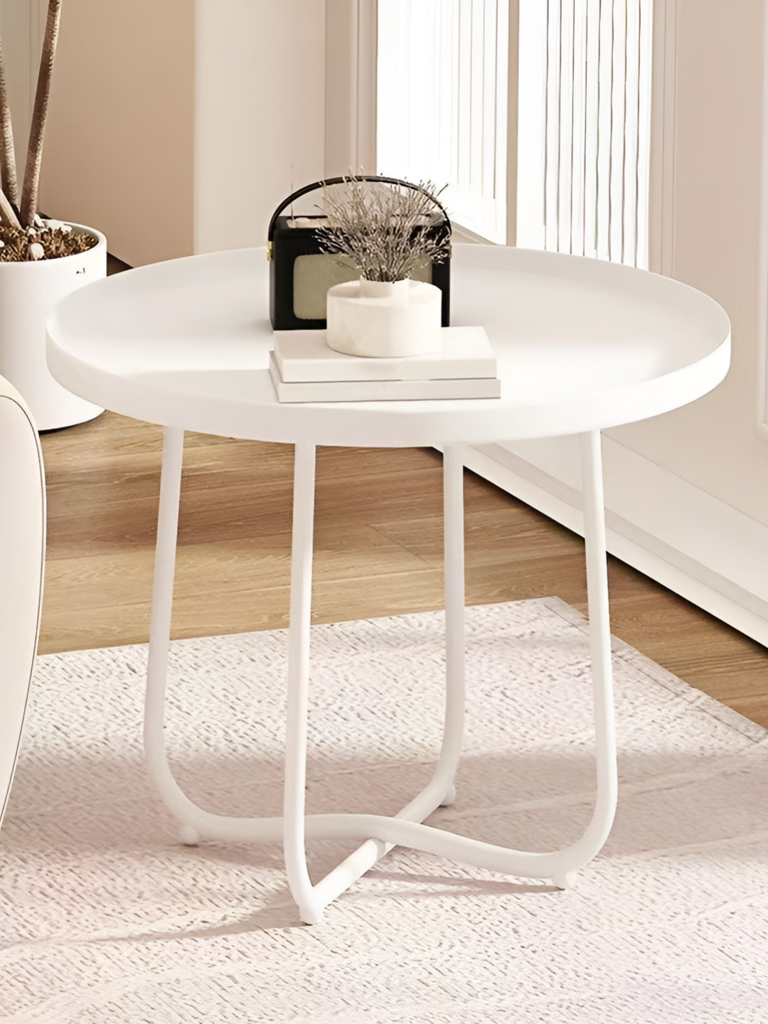 Arhat Organizers White Round Metal Coffee Table