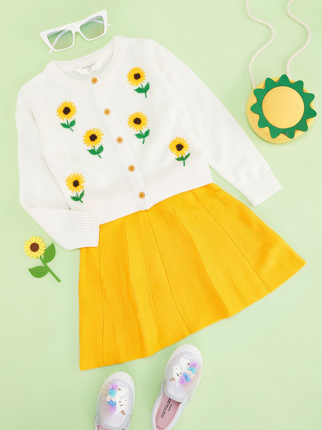 Pantaloons Junior Girls Floral Cardigan with Embroidered Detail