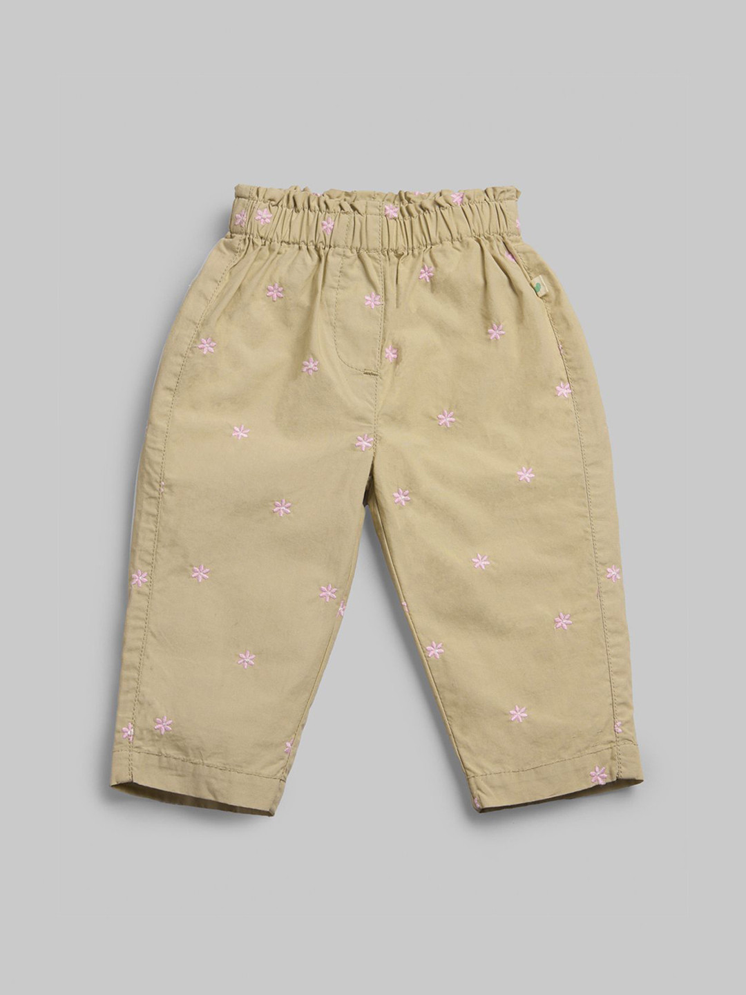 Ed-a-Mamma Baby Solid Girls Embroidered Trousers
