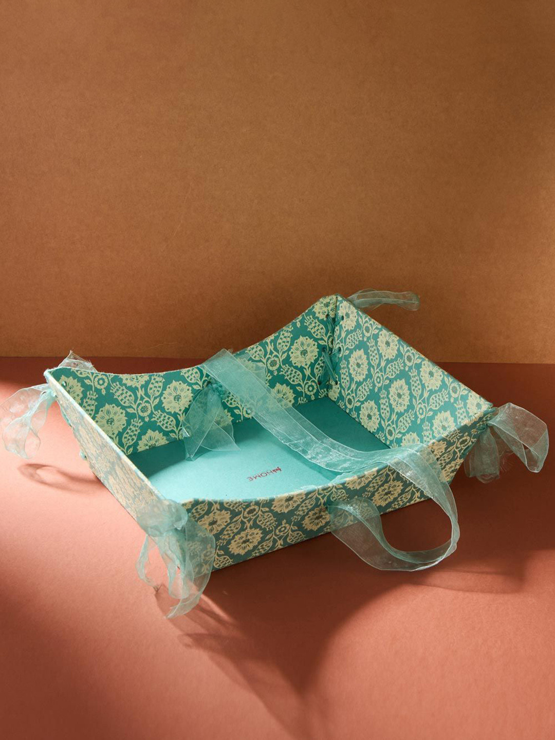 Fabindia Teal Floral Printed Sarkhaab Gift Box